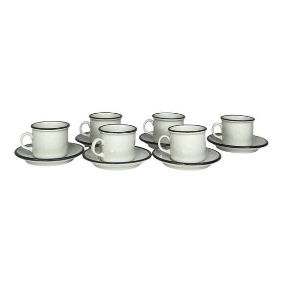 ITALIAN Set (6) Espresso Tea IPA CUPS & SAUCERS Demitasse Botanic Garden Flowers - Picture 2 of 14